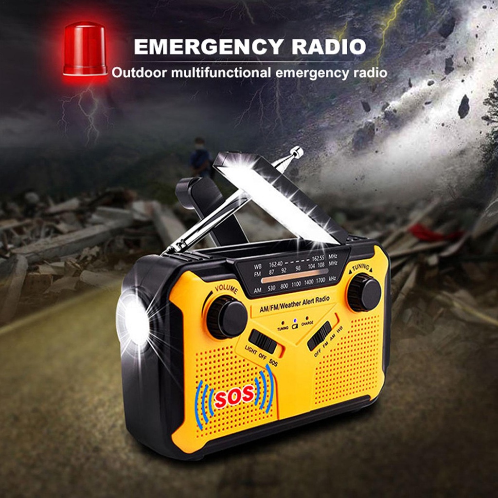 Radio Năng Lượng Mặt Trời Cầm Tay 3000Mah Kèm Phụ Kiện