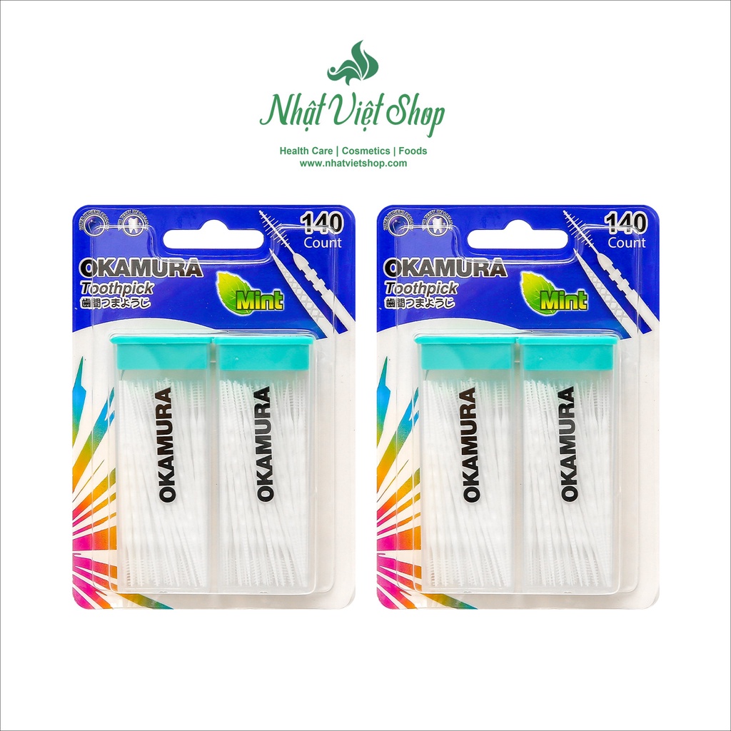 Combo 02 Vỉ Tăm Nhựa Okamura Toothpick 1234 (140 cây)