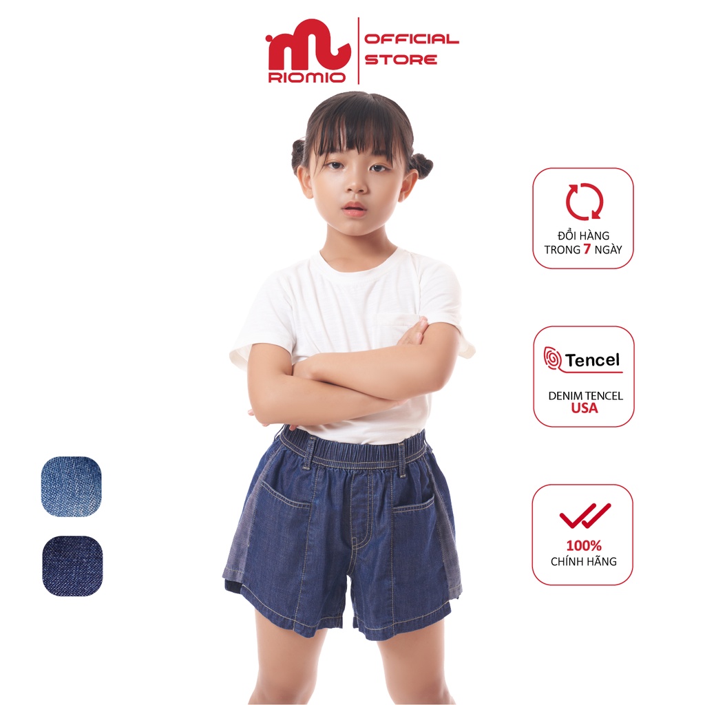 Quần short bé gái jean RIOMIO sooc bò dáng chữ A năng động 100% sợi tencel chuẩn USA thấm hút mồ hôi - RO051