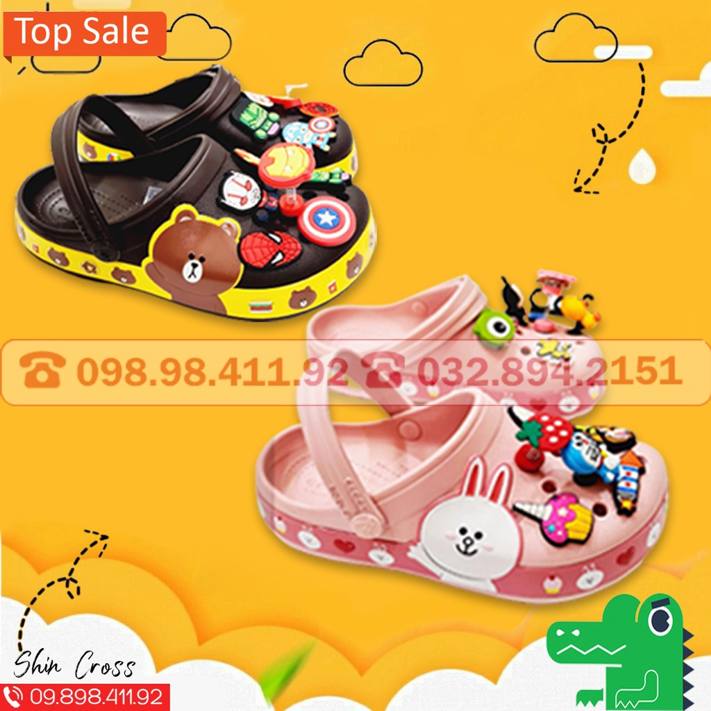 dép Cross cho bé trai và bé gái nhiều màu gấu và thỏ