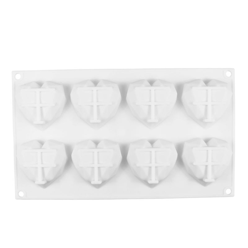 Khuôn silicon chuyên dụng để làm bánh kẹo thiết kế 8 ô hình trái tim dễ thương