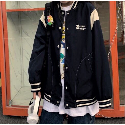 Áo khoác dù Bomber thêu chữ phối màu Unisex nam nữ | BigBuy360 - bigbuy360.vn