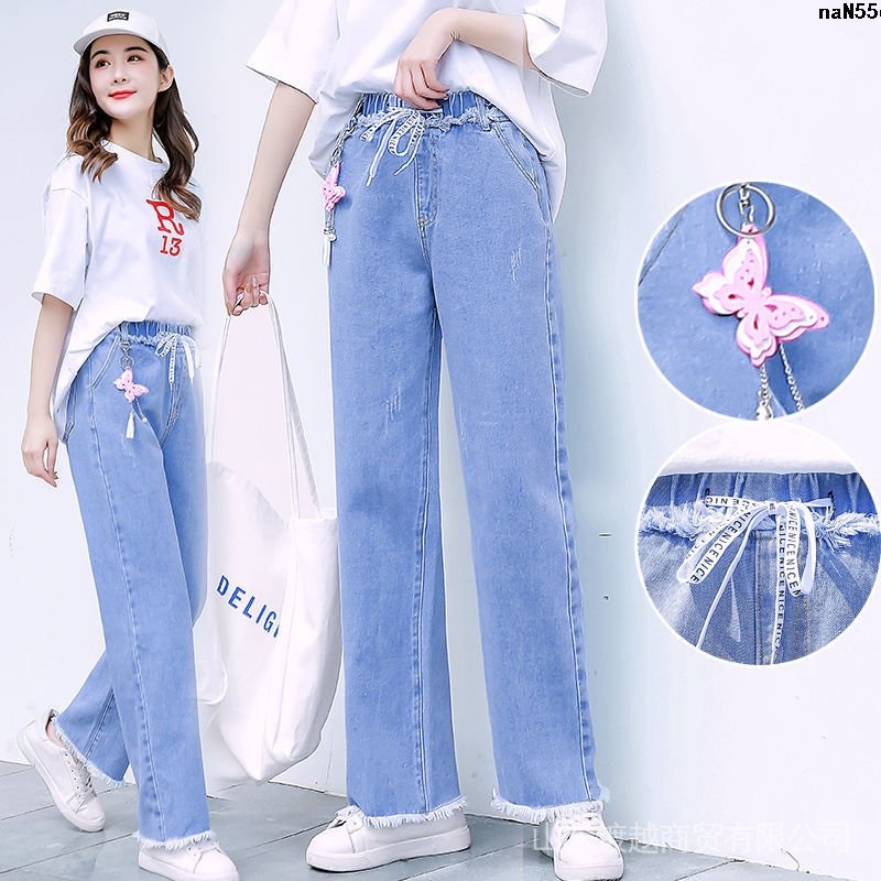 Quần Jean Dài Ống Rộng Thời Trang Xuân Hè Cho Bé Gái 6-12 Tuổi 15-11 Tuổi