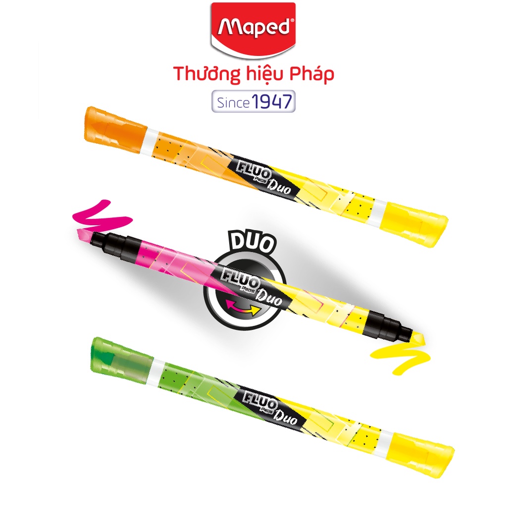 MAPED - Dạ quang 2 đầu Fluo'peps Duo - 1 cây [Chính hãng]