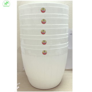 5 Chậu Nhựa Trồng Hoa Cây Cảnh Việt Nhật Tròn Trắng No.2228, Đường Kính Miệng 27,5cm
