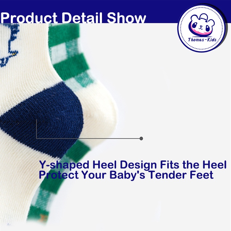 Set 5 Đôi Vớ Cotton Thấm Hút Mồ Hôi Thoáng Khí Họa Tiết Khủng Long Dành Cho Bé Trai 1-12 Tuổi