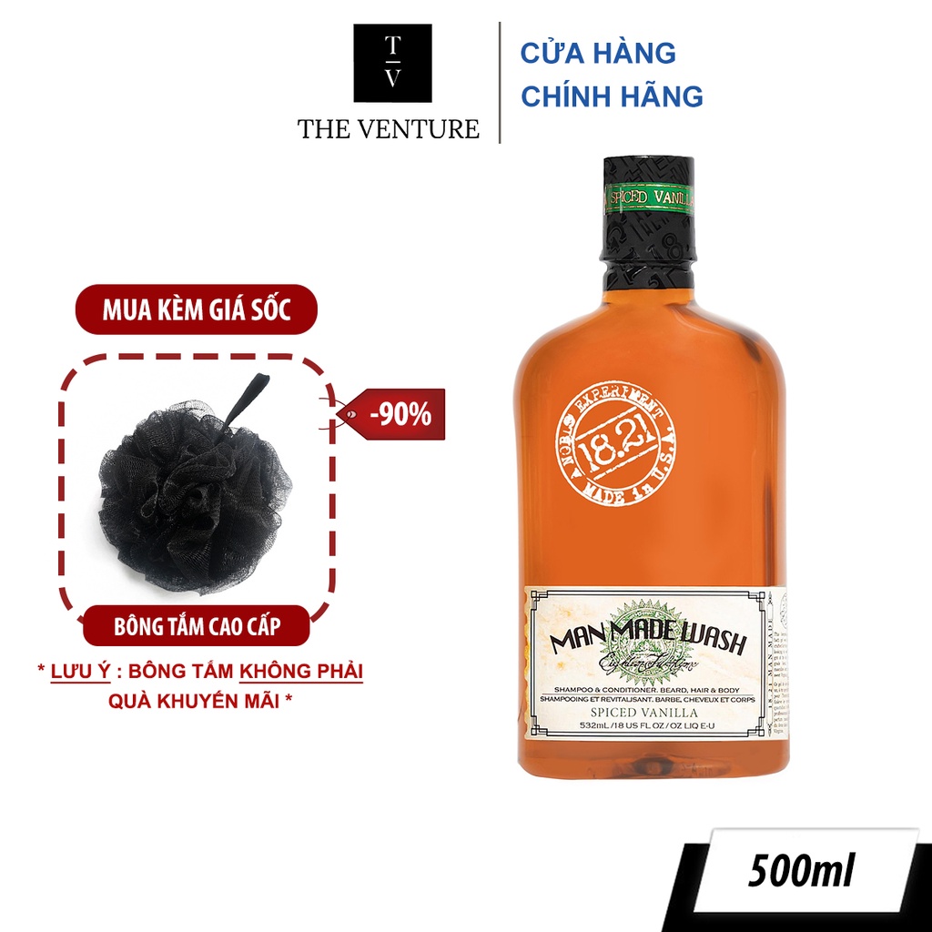 Dầu Gội Xả Tắm 3 In 1 18.21 Man Made Wash Spiced Vani