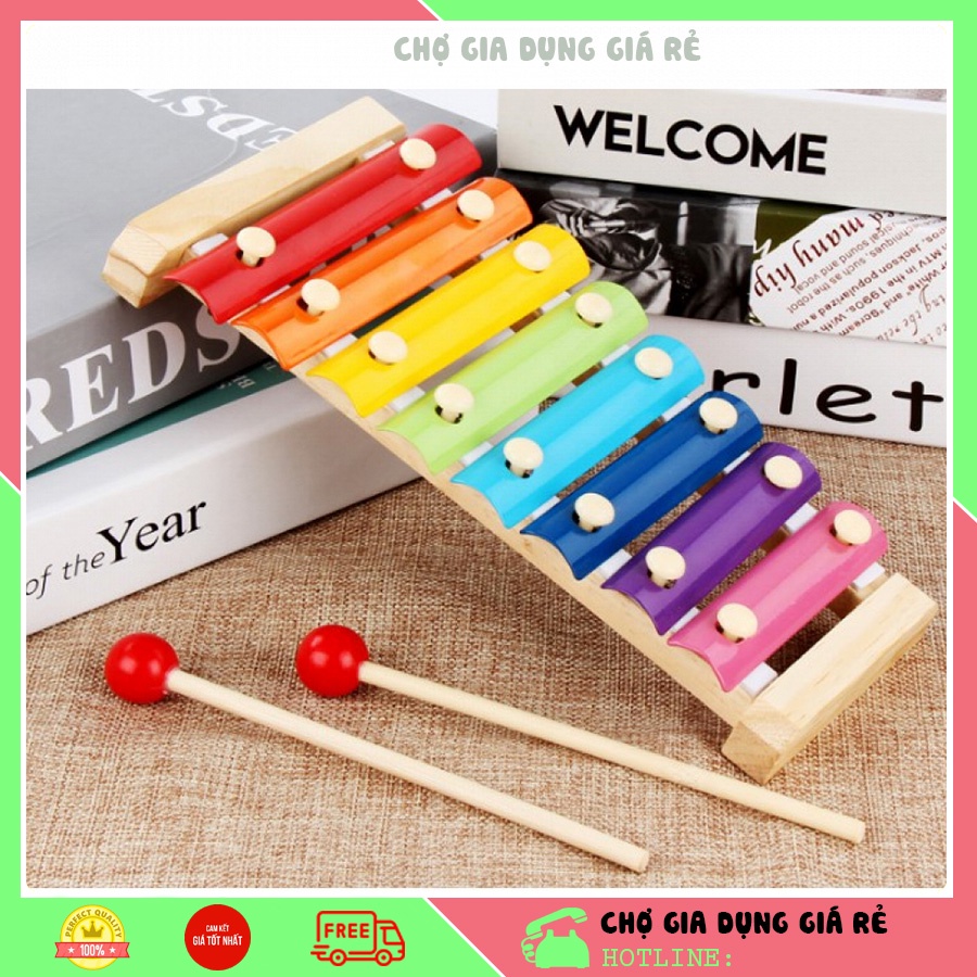 Đàn Gỗ 8 Quãng Sắc Màu Cho Bé (Đồ chơi âm nhạc giúp Bé nhận biết sớm về màu sắc, âm nhạc, ...)