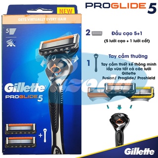 Dao cạo râu 5 lưỡi Gillette Proglide5 (1 tay cầm ,2 đầu cạo và 1 khay đựng)