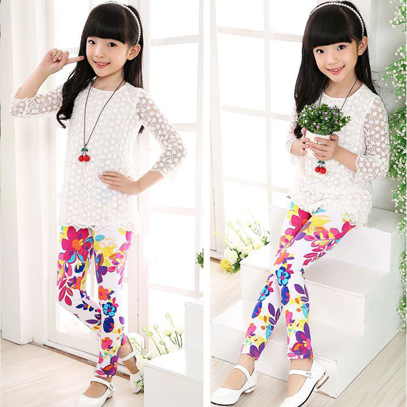 Quần legging cotton dài mềm mại in họa tiết tùy chọn cho bé gái 3-8 tuổi