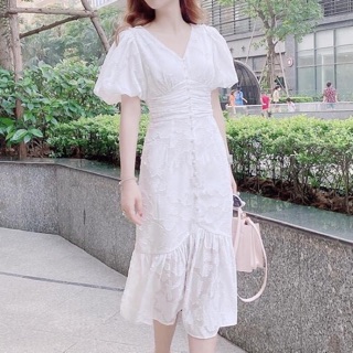 Đầm đuôi cá phối nút