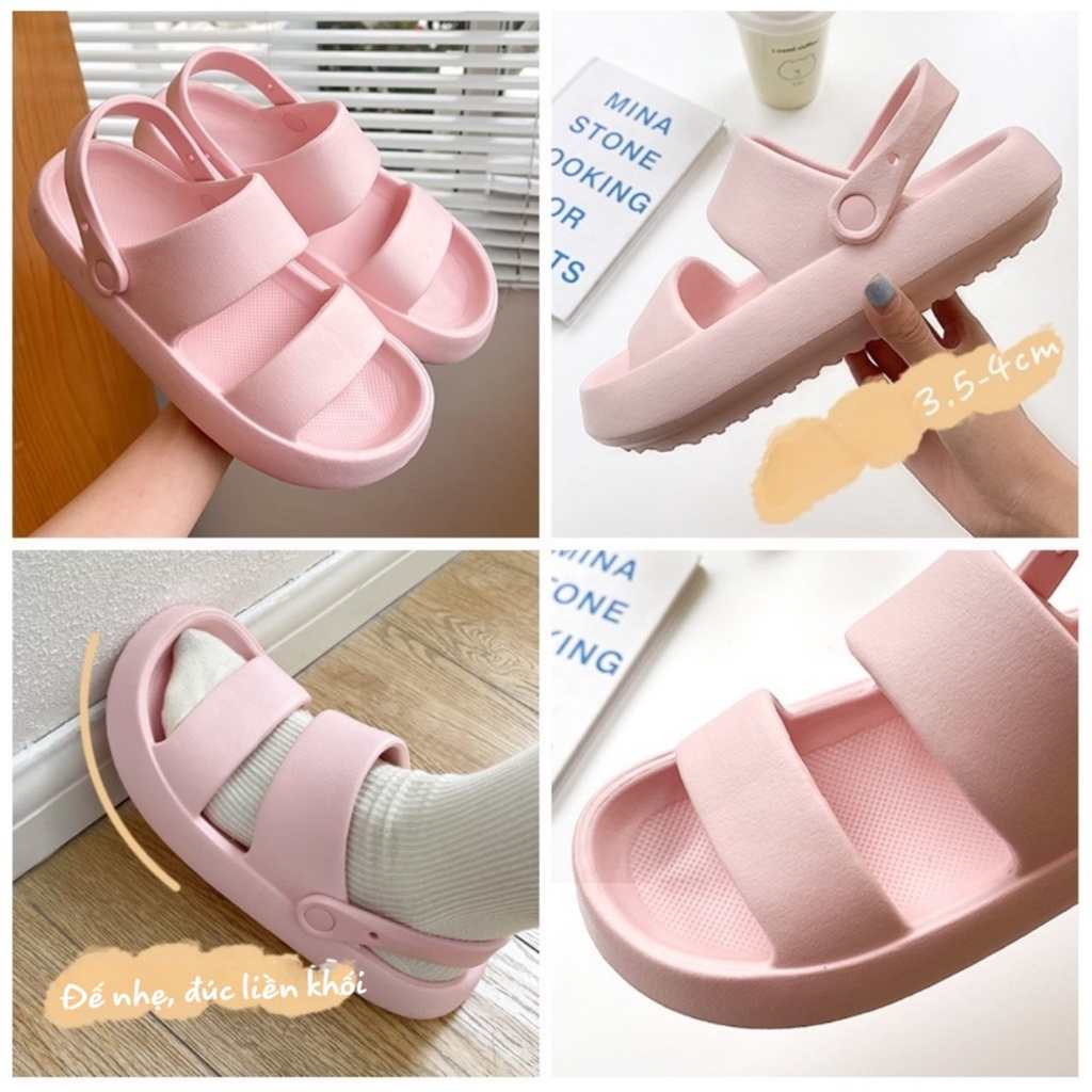 [LOẠI 1-SẴN] Dép Bánh Mì đế EVA Nữ Quai Ngang kiểu giày sandal đi mưa đi học rửa nước quai hậu mới hot cá tính đế bằng