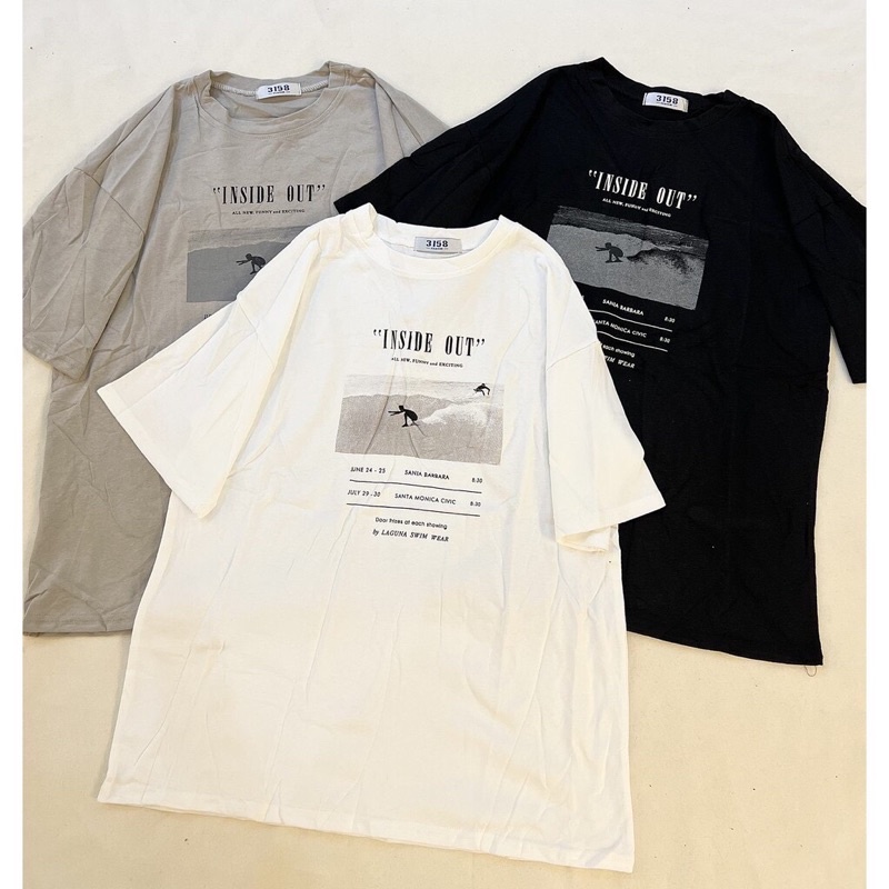 Áo phông tay lỡ INSIDE OUT chất cotton khô 3158 / dài 71 rộng 55
