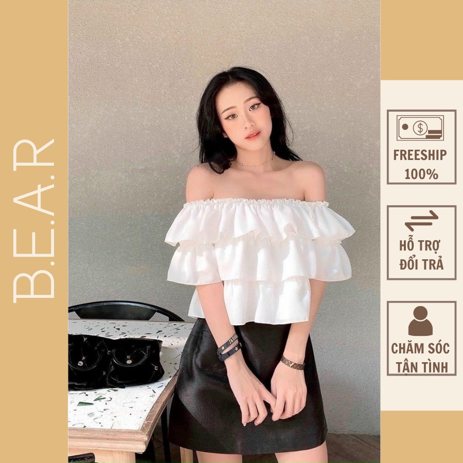 ÁO CROPTOP TRỄ VAI NHIỀU TẦNG CHẤT VẢI MỊN ĐẸP - AK0012 | steven.factory