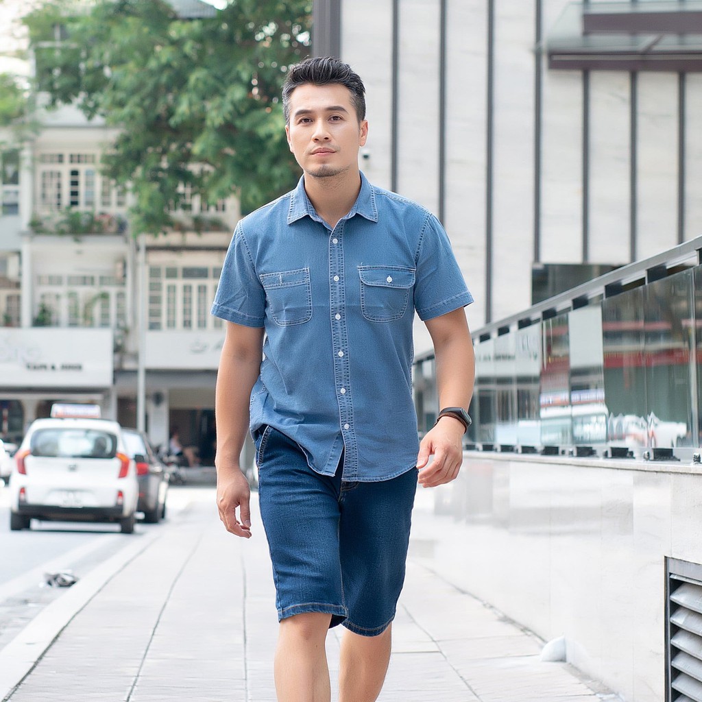 Áo Sơmi Denim ngắn tay SM05 | BigBuy360 - bigbuy360.vn