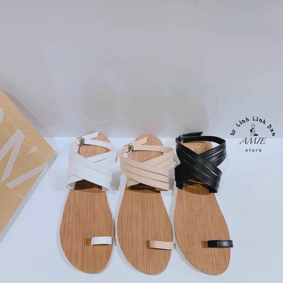 GIÀY SANDAL NỮ DÂY MẢNH CHIẾN BINH ĐẾ BỆT - SANDAL NỮ XỎ NGÓN DÂY MẢNH ĐẾ BỆT MTSTORE 3 MAÙ ĐEN ,TRẮNG , KEM