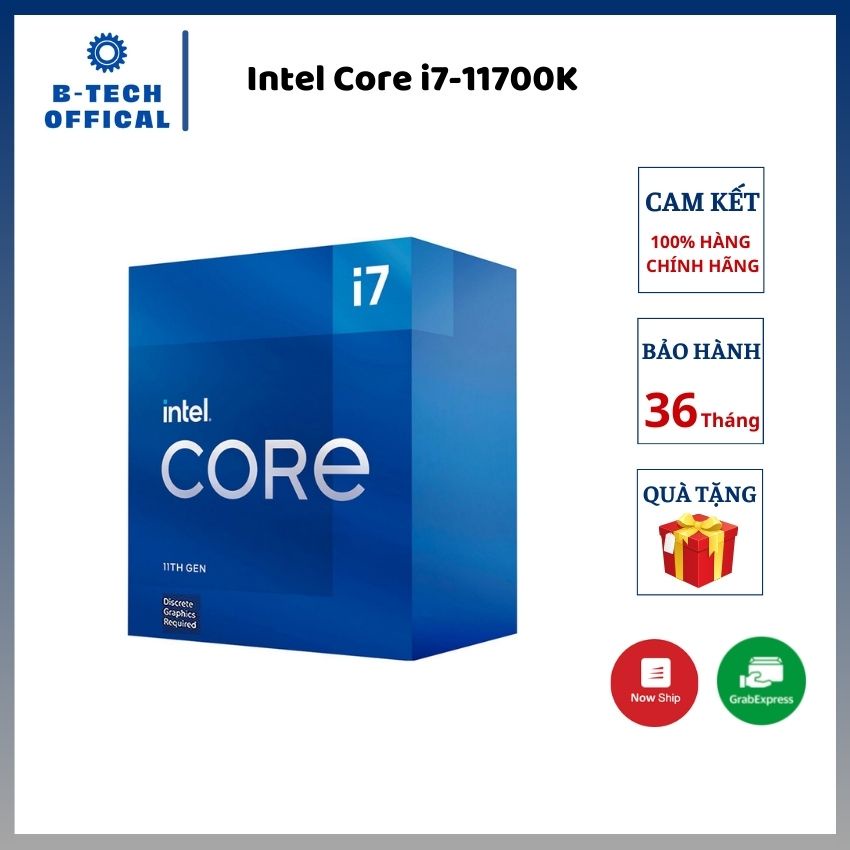 Bộ vi xử lý CPU Intel Core i7-11700K 3.6GHz turbo up to 5Ghz, 8 nhân 16 luồng, 16MB Cache, 125W - Socket Intel LGA 1200
