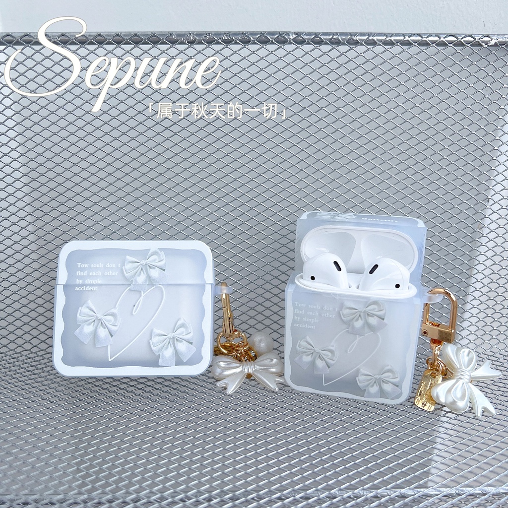 Vỏ Bảo Vệ Hộp Sạc Tai Nghe AirPods Pro 3 Apple AirPods 1 2 Pro 3 rd TPU Mềm Trong Suốt Chống Rơi Đính Nơ Có Móc Khóa