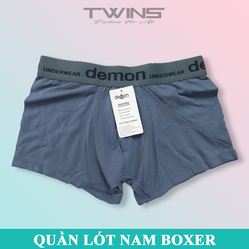 Quần lót nam boxer đùi cao cấp cotton Demon chính hãng lưng to bền đẹp, thoáng mát, thấm hút mồ hôi, co giãn thoải mái