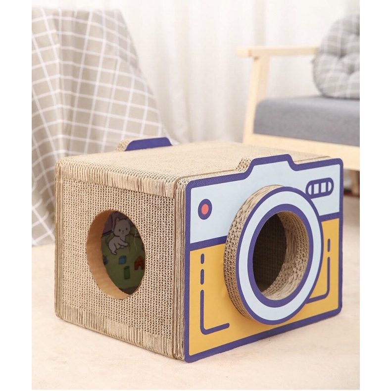 Cào móng kết hợp ổ nằm cho mèo hình máy ảnh siêu cute