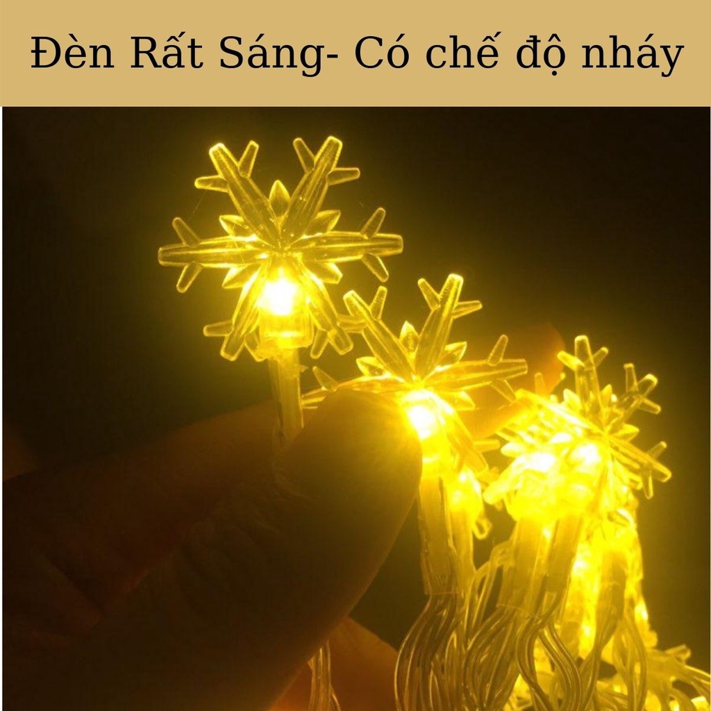 Đèn Led Trang Trí Nhà Cửa Cây Thông Noel Lều Công Chúa Cho Bé Hình Hoa Tuyết  Bằng Pin An Toàn