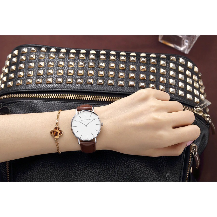 Đồng hồ nữ HANNAH MARTIN siêu mỏng hàng chính hãng máy Nhật cao cấp dây da sang trọng | BigBuy360 - bigbuy360.vn