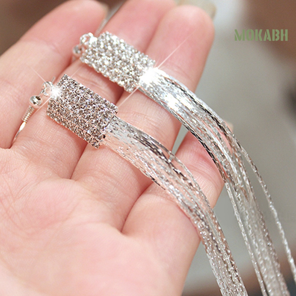 1 Đôi Bông Tai Dáng Dài Đính Đá Thời Trang Dành Cho Nữ