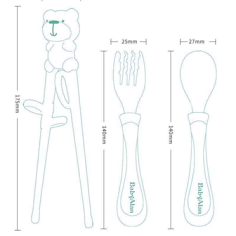 Set Đũa Thìa Dĩa Ăn Dặm Cho Bé Inox Cao Cấp An Toàn Cho Bé Dụng Cụ Cho Bé BabyRice 100