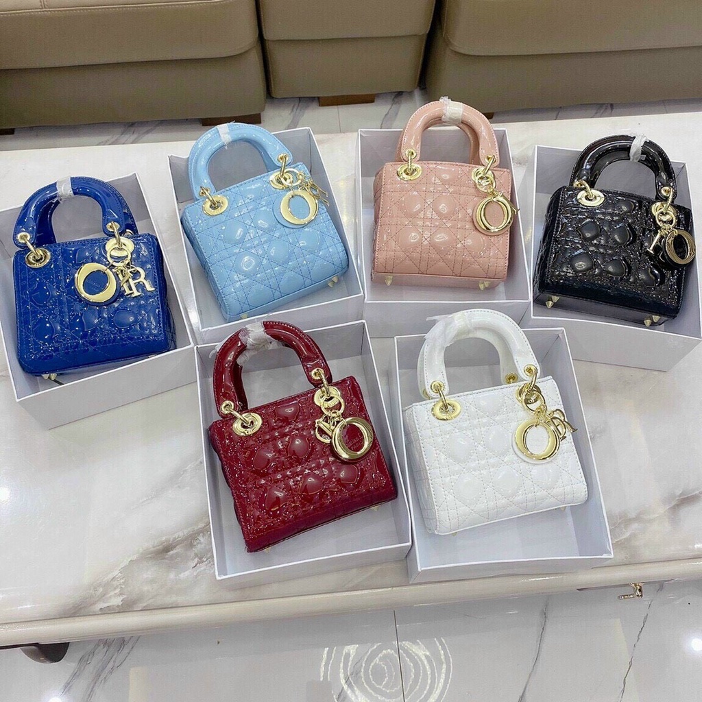 Túi Dior fullbox bản chuẩn 2 dây da bóng, tag vàng size 17