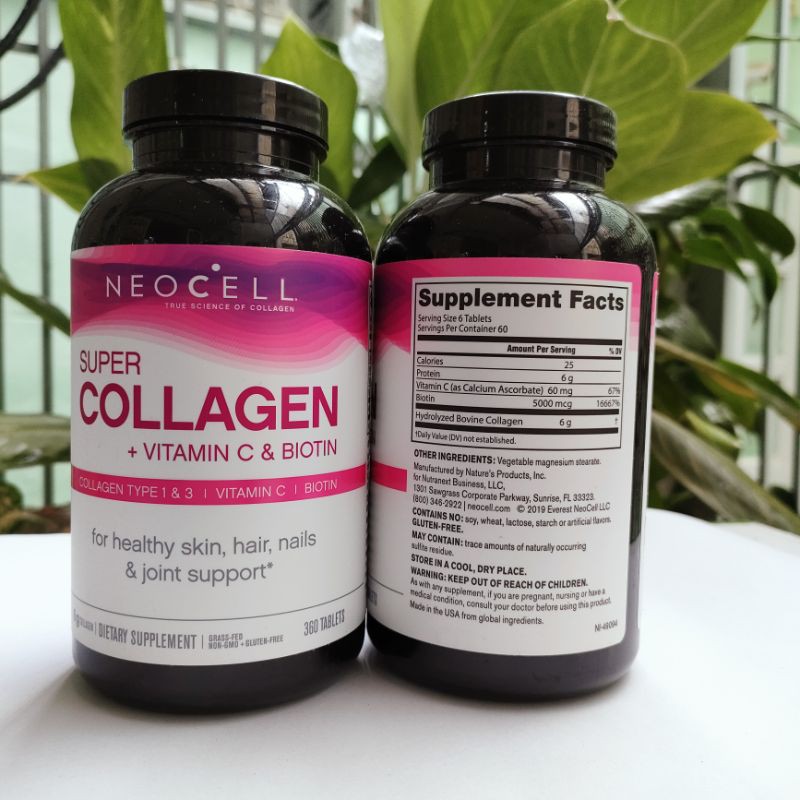 Viên Uống Super Collagen Neocell +C 6000 Mg type 1 - 3 Neocell 360 viên