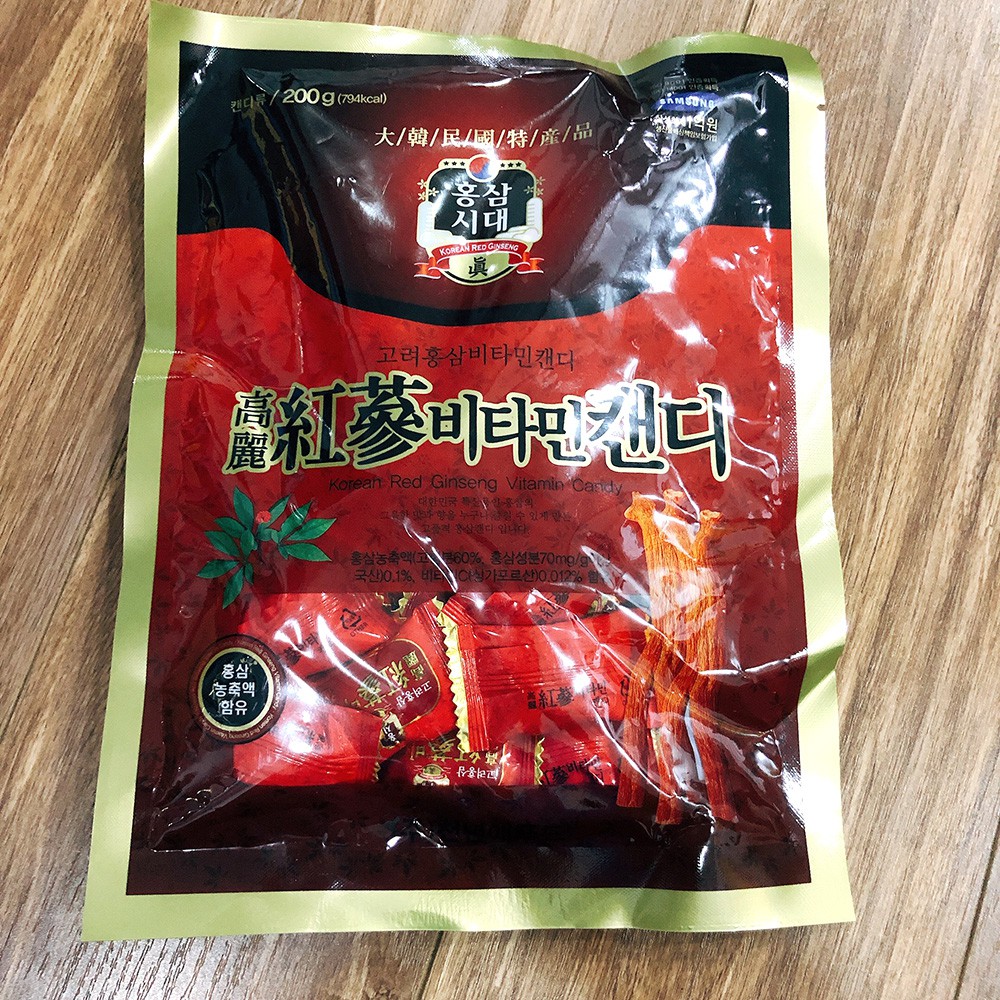 (Date: 06/2022) [ NGỌT NGÀO HƯƠNG THƠM HỒNG SÂM ] 01 Túi x 200gr Kẹo Hồng Sâm Candy Ginseng Hàn Quốc.