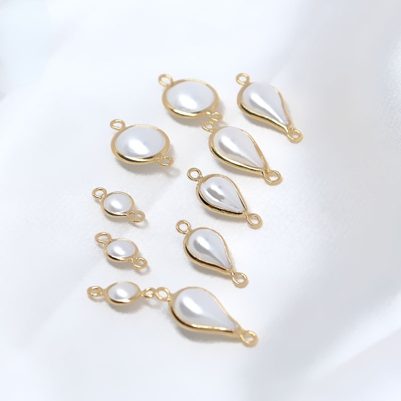 Mặt Dây Chuyền Hình Tròn Bằng Đồng 14K Đính Ngọc Trai Giả diy Dùng Làm Trang Sức Thủ Công