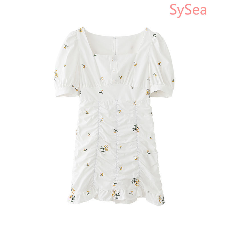 Đầm ngắn xếp ly cổ vuông in hoa thời trang mùa hè cho bạn gái | BigBuy360 - bigbuy360.vn