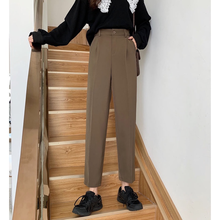 Quần dài lưng cao thiết kế mới thời trang mùa thu theo phong cách hàn quốc