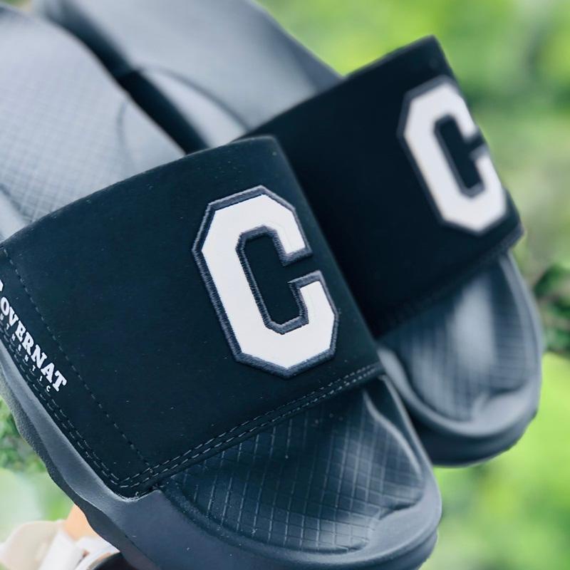 Dép 𝐂𝐎𝐕𝐄𝐑𝐍𝐀𝐓 ❤️FREESHIP + HỘP❤️ dép thể thao quai ngang nam nữ Covernat đế độn 4cm có tem mác C đen logo trắng