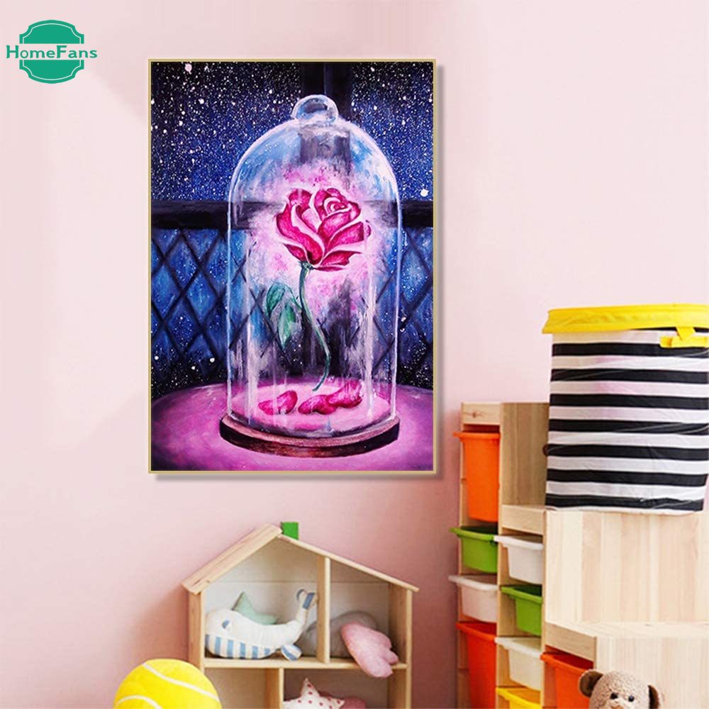 Bộ Tranh Đính Đá 5d Tự Làm Hình Lọ Hoa Hồng 30x40cm