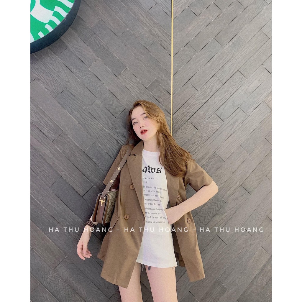 set vest 2 món kèm áo phông in chữ chất tuyết mưa dày dặn mặc đi làm đi chơi đều được