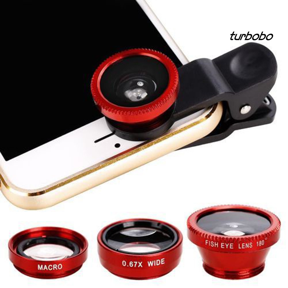 Set ống kính 3 trong 1 góc siêu rộng macro mắt cá kèm kẹp cho camera điện thoại di động