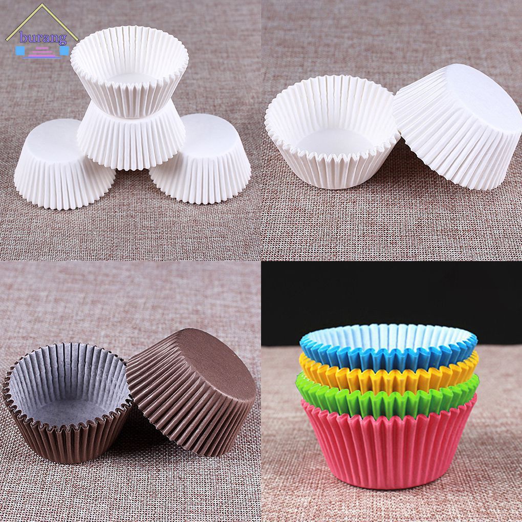 Bộ 100 Cốc Giấy Lót Bánh Cupcake Chống Thấm Dầu Nhiều Màu Sắc