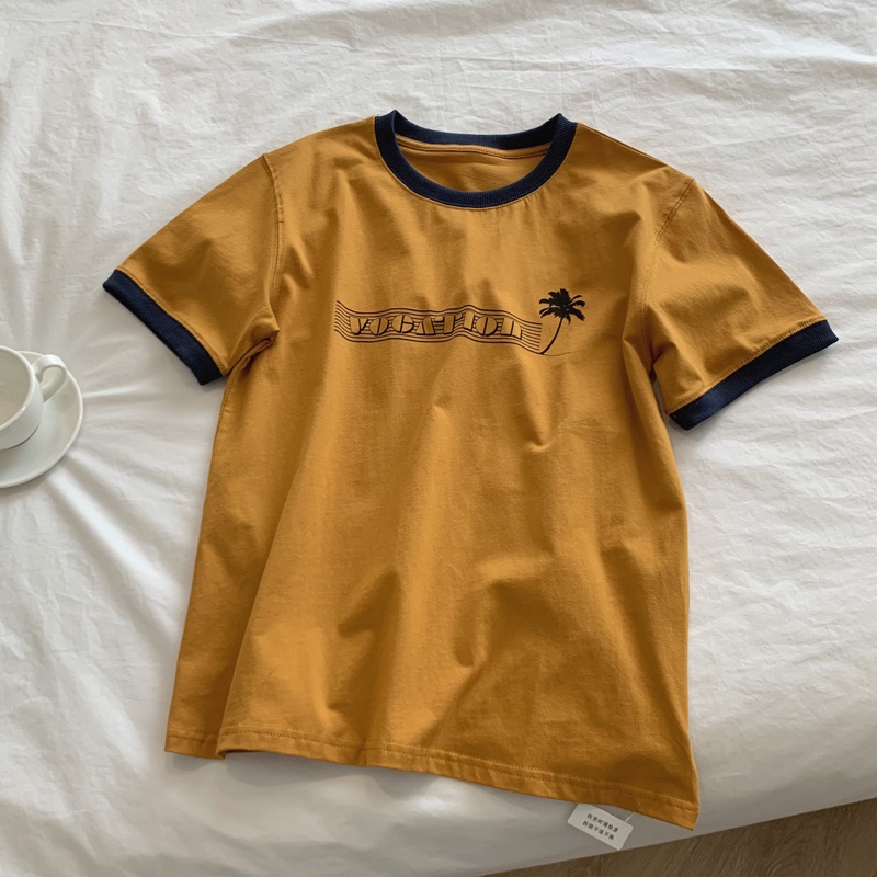 NRVP Áo thun nữ tay ngắn in hình phong cách Hàn Quốc thời trang mùa hè 2022