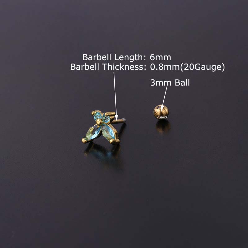 Khuyên Tai Hình Bướm Đính Đá Zircon 20g Kiểu Dáng Thời Trang