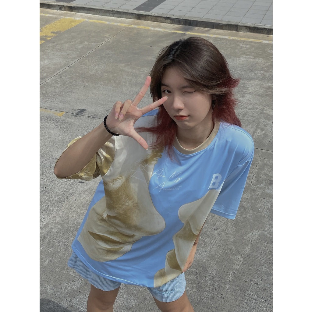 Áo thun nam nữ unisex banawa form rộng - Accident Tee - Màu Xanh Dương