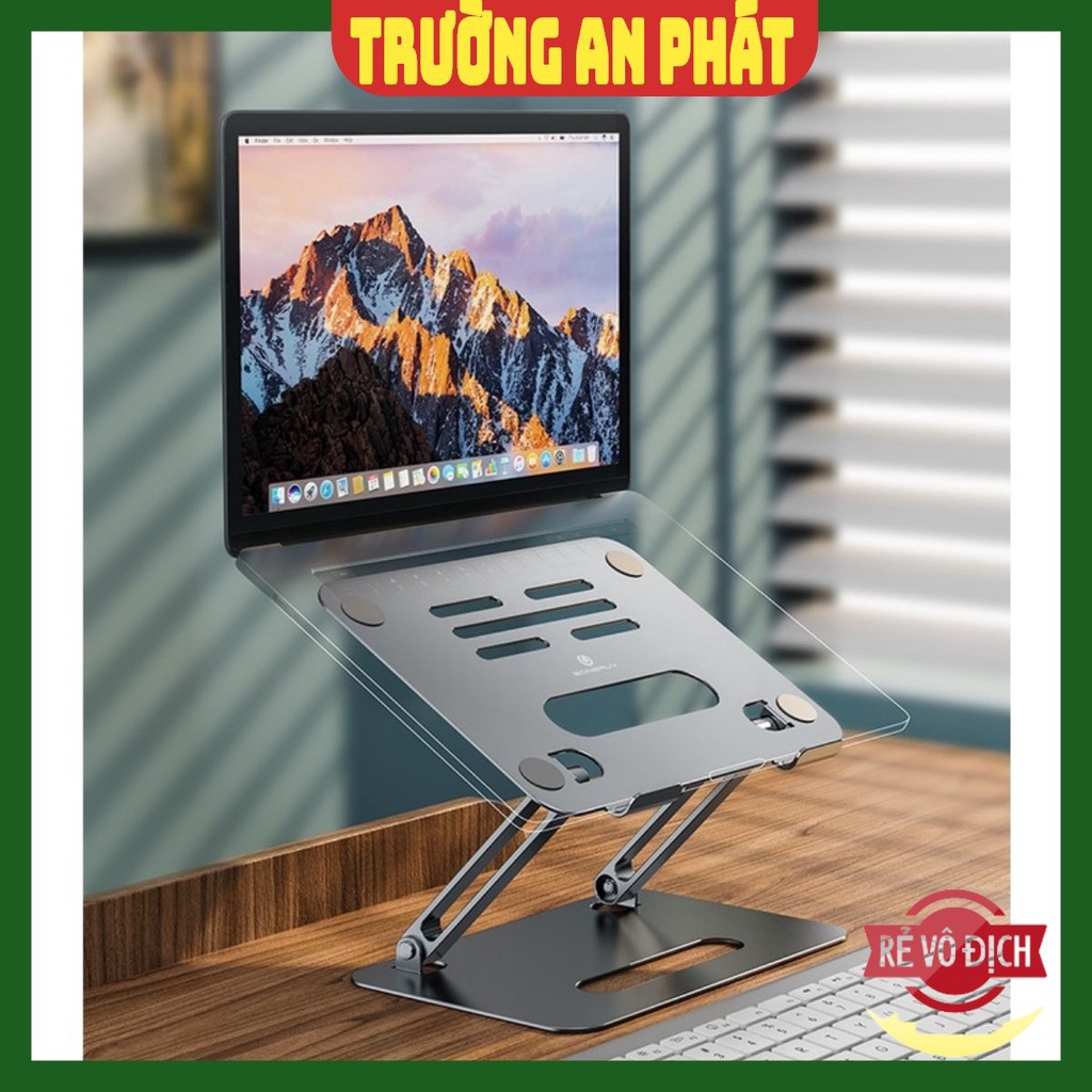 P43 - Giá đỡ để laptop stand notebook Macbook máy tính xách tay hợp bằng kim nhôm có thể tháo rời kiêm tản nhiệt.