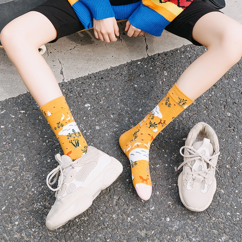 Vớ thời trang WAFNHA D305 họa tiết hoa lá sáng tạo cho cặp đôi