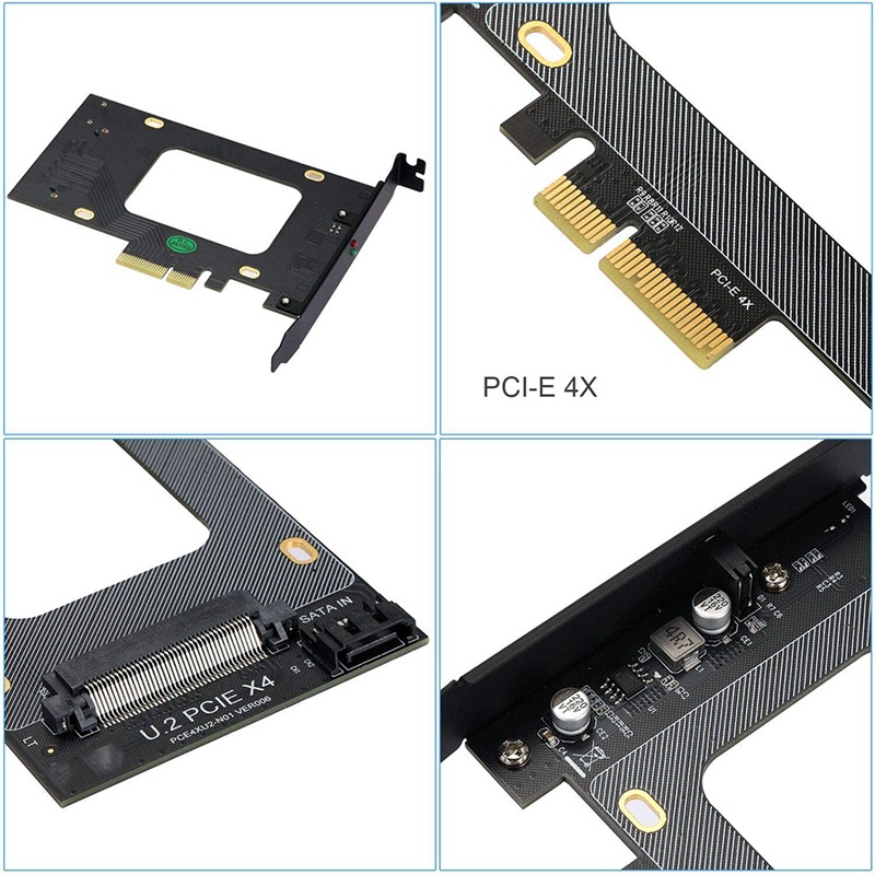 U.2 to PCI-E X4 Riser Card 3.0 SFF-8639 to SSD Extension Adapter U.2 SSD SATA PCI Express Card for 2.5 Inch SATA HDD