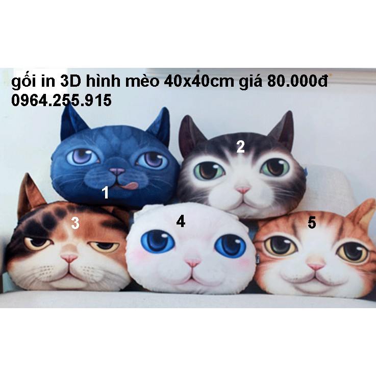 gối in 3D hình mèo