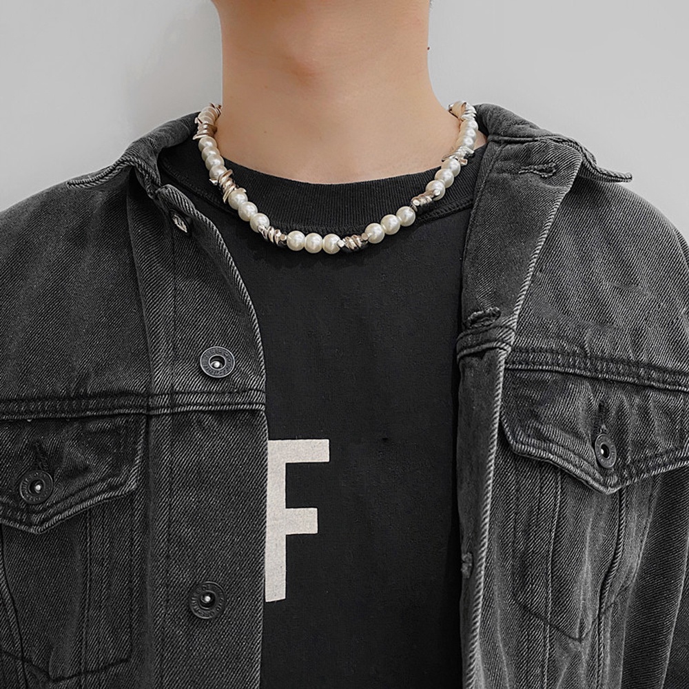 Vòng cổ chuỗi hạt ngọc trai nhân tạo tùy chỉnh thanh lịch phong cách punk cho nữ