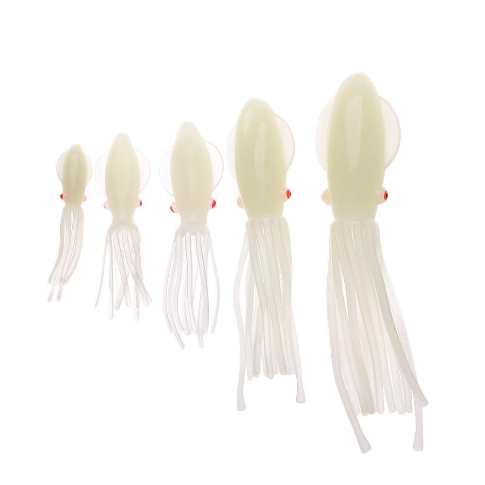 Set 5 Mồi Câu Cá Giả Hình Bạch Tuộc Bằng Silicon Mềm Phát Sáng
