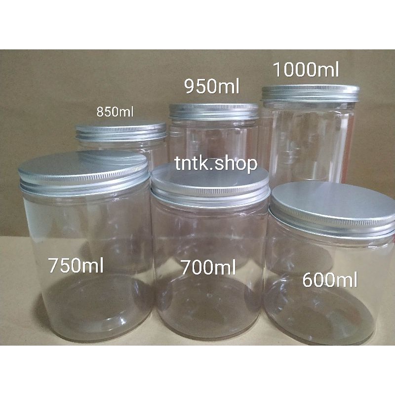 Hủ nhựa Pet nắp Nhôm Bạc nhiều kích thước 250,600, 700, 750 ,850 ,950, 1000ml, 1500ml