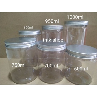 Hủ nhựa Pet nắp Nhôm Bạc nhiều kích thước 250,600, 700, 750 ,850 ,950, 1000ml, 1500ml